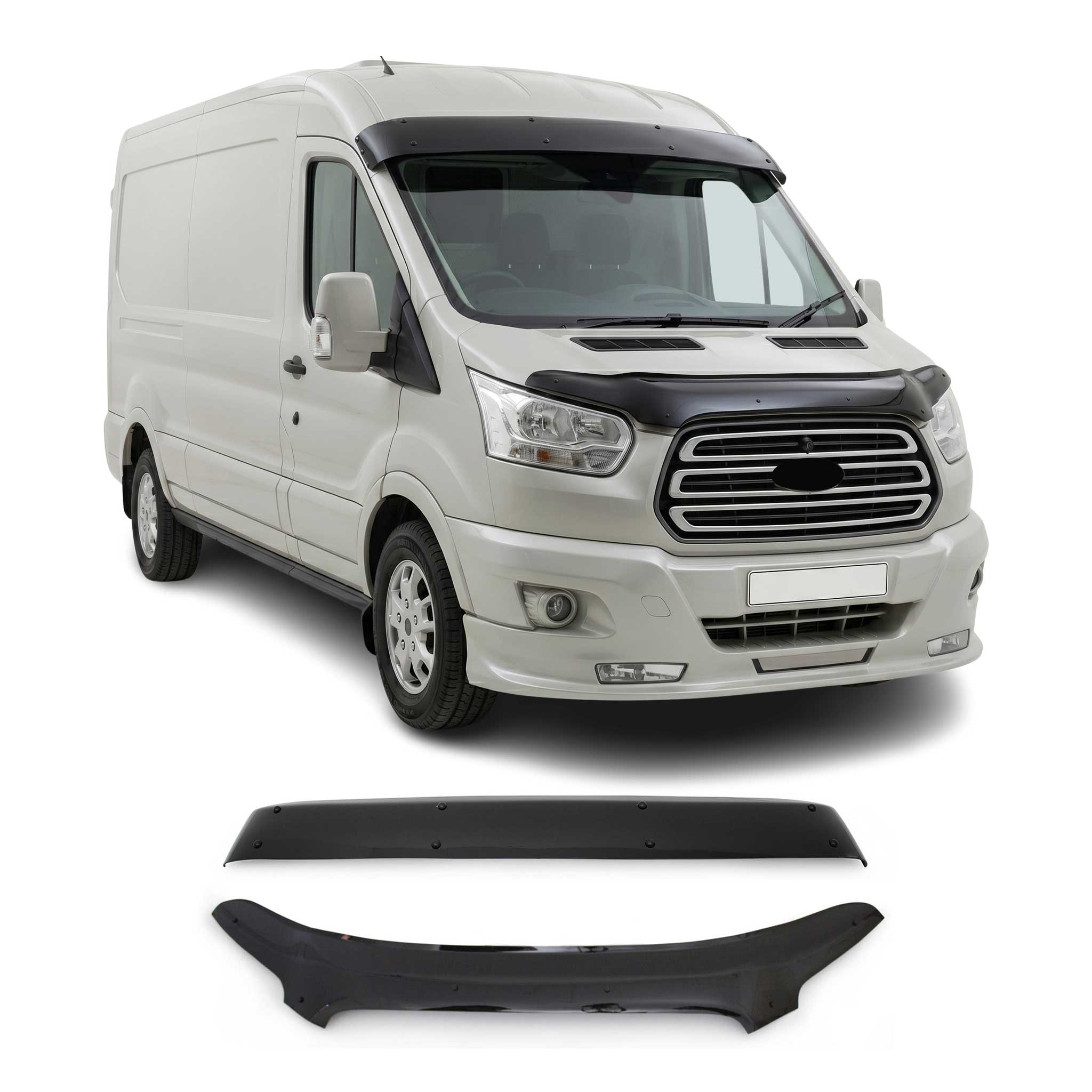 Sonnenblende Motorhaube Deflektor Set für Ford Transit 2015-2019 Pre-FL Acryl 2x