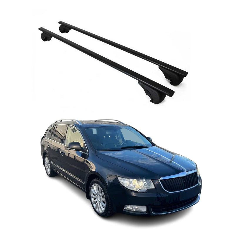 Dachträger Grundtäger für Skoda Superb Kombi 2008-2023 75kg Metall Schwarz 2 tlg