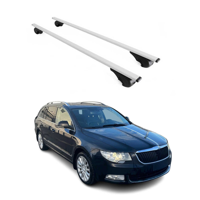 Dachträger Grundtäger für Skoda Superb Kombi 2008-2023 75kg Metall Silber 2 tlg