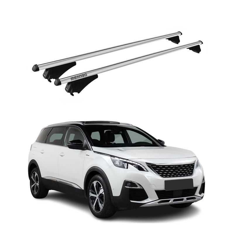 Menabo Dachträger für Peugeot 5008 mk2 2017-2020 Pre-FL 75kg Alu Silber 2x