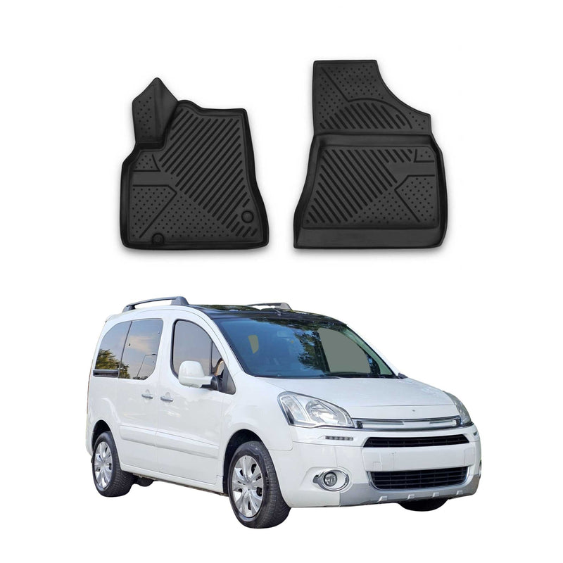 OMAC Gummimatten Fußmatten für Citroen Berlingo B9 2008-2018 TPE Schwarz 2x