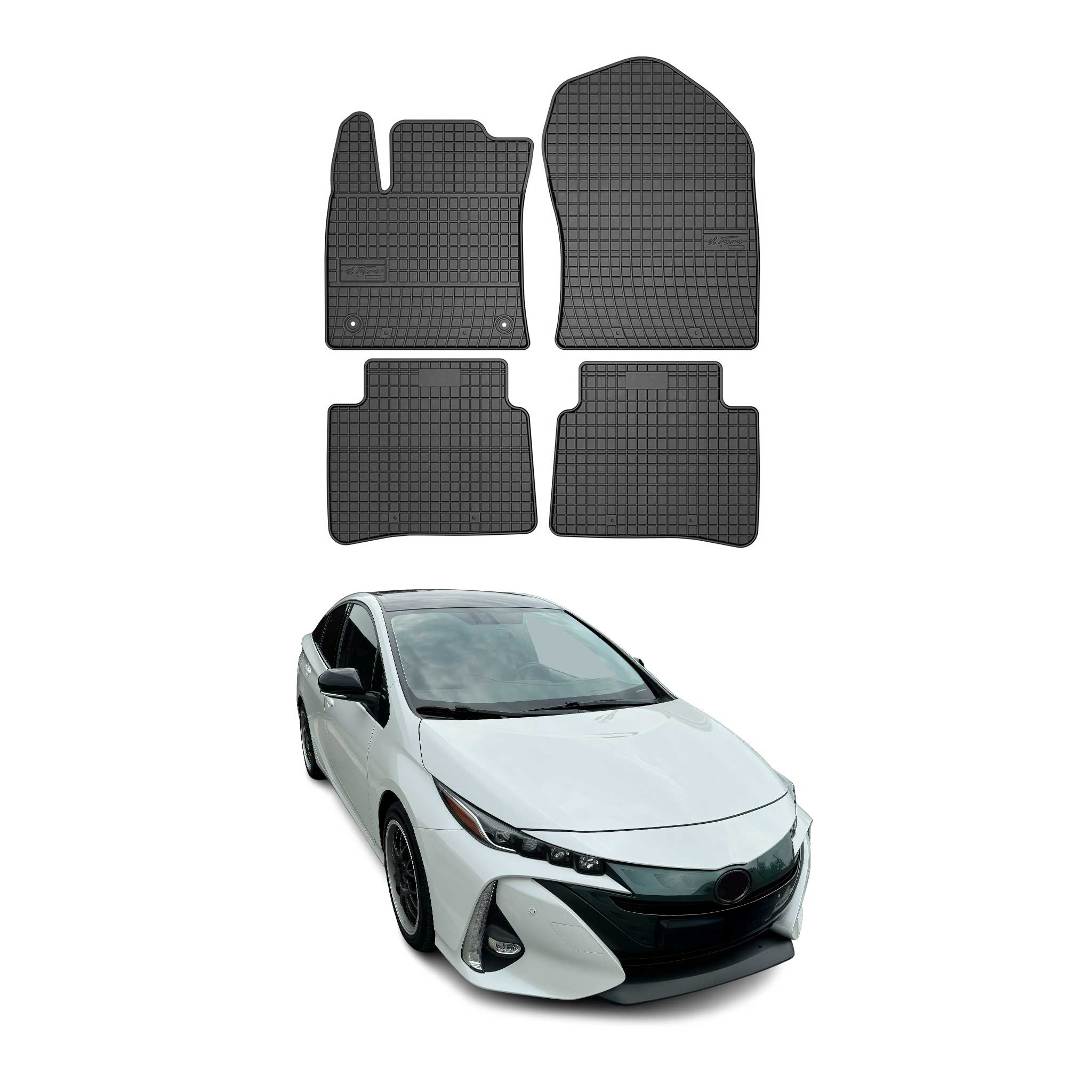 OMAC Gummi Fußmatten für Toyota Prius IV 2015-2022 Automatten Gummi Schwarz 4tlg