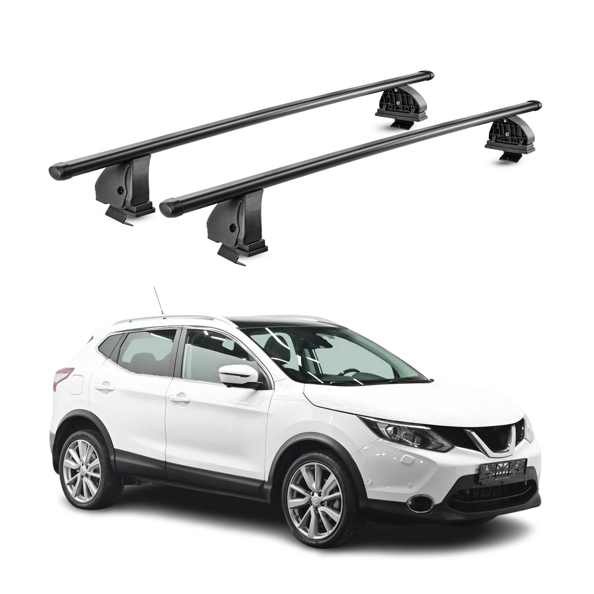 Stahl Dachträger für Nissan Qashqai J11 2014-2021 TÜV Abschließbar 2tlg Schwarz