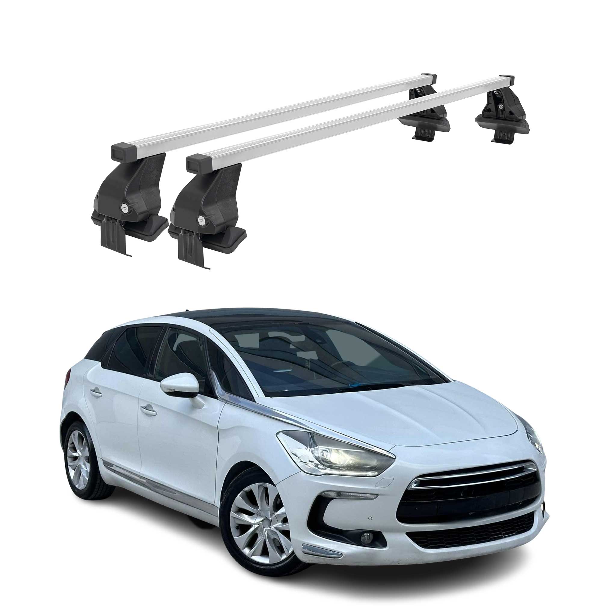 Menabo Dachträger Grundtäger für Citroen DS5 2011-2015 50kg Stahl Silber 2 tlg