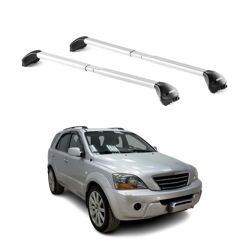 Dachträger Grundtäger für Kia Sorento 2002-2009 100kg Aluminium Silber 2 tlg ABE