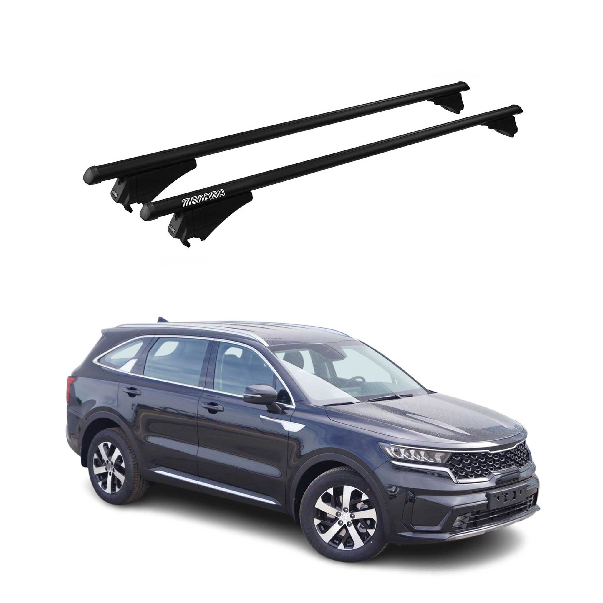 Menabo Dachträger Grundtäger für Kia Sorento MQ4 2021-2026 75kg Alu Schwarz 2x