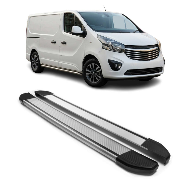 Alu Seitenschweller Trittbretter für Opel Vivaro 2014-2019 Kurzer Silber 2tlg