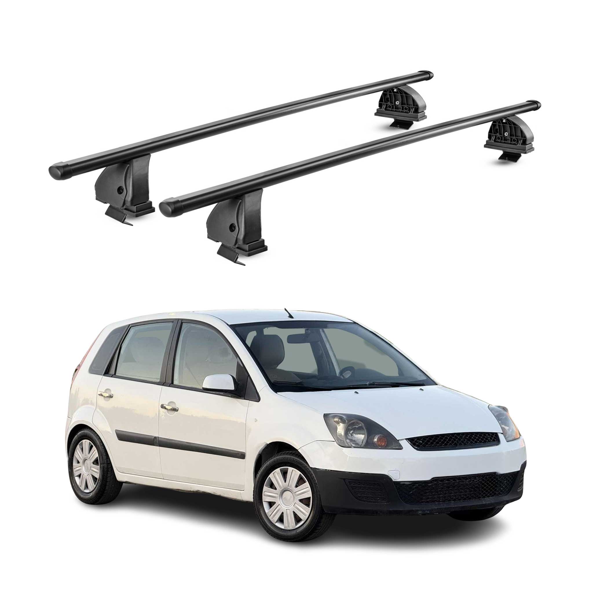 Stahl Dachträger für Ford Fiesta V Schrägheck 2002-2008 TÜV 75 kg 2tlg Schwarz