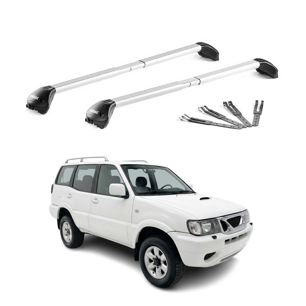 Dachträger Grundtäger für Nissan Terrano II R20 1993-2005 100kg Alu Grau 2x ABE