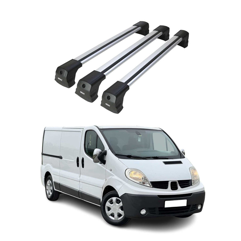 Dachträger Grundtäger für Renault Trafic mk2 2001-2014 75kg Alu Silber 3 tlg