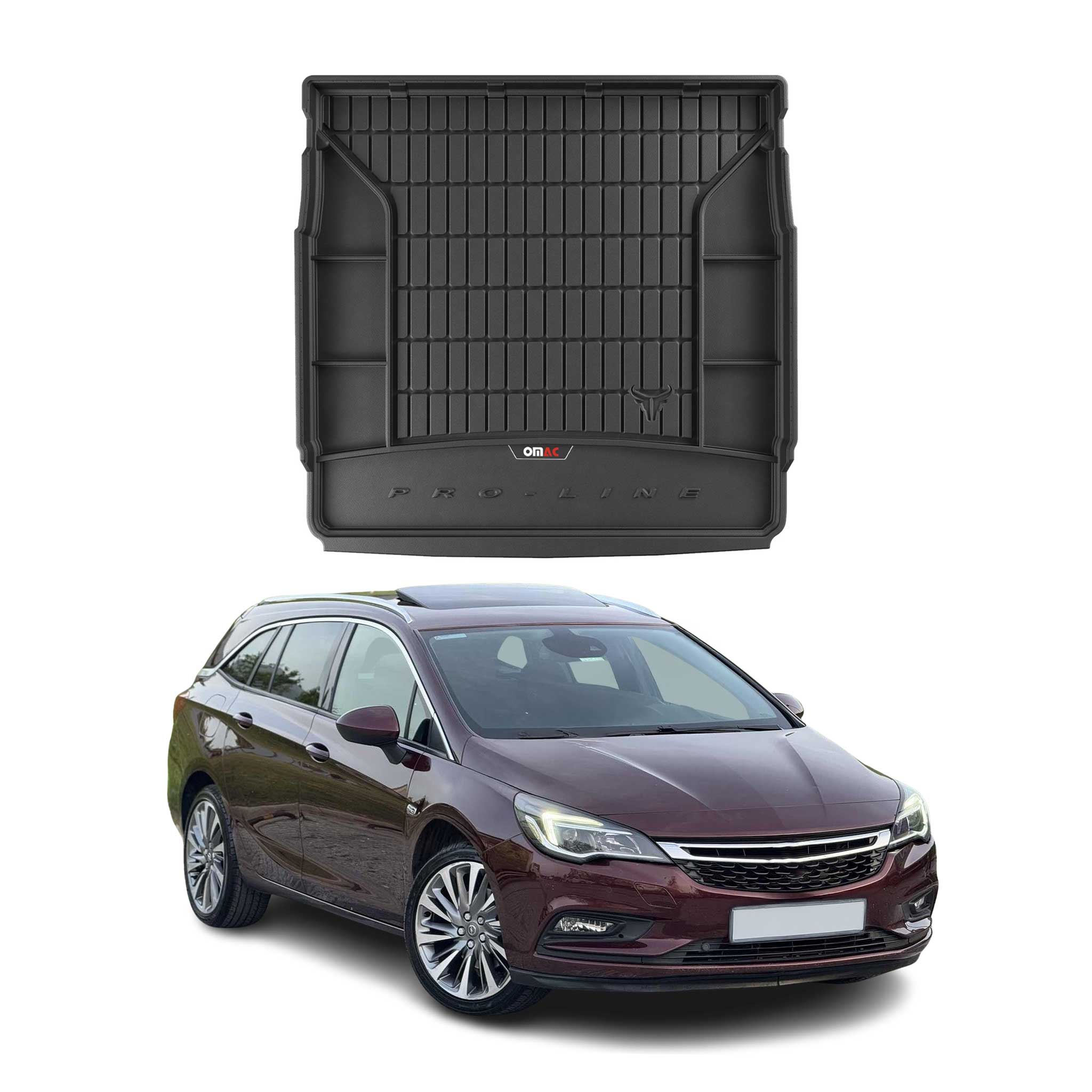 OMAC Gummi Kofferraumwanne für Opel Astra K Sports Tourer 2015-2021 TPE Schwarz