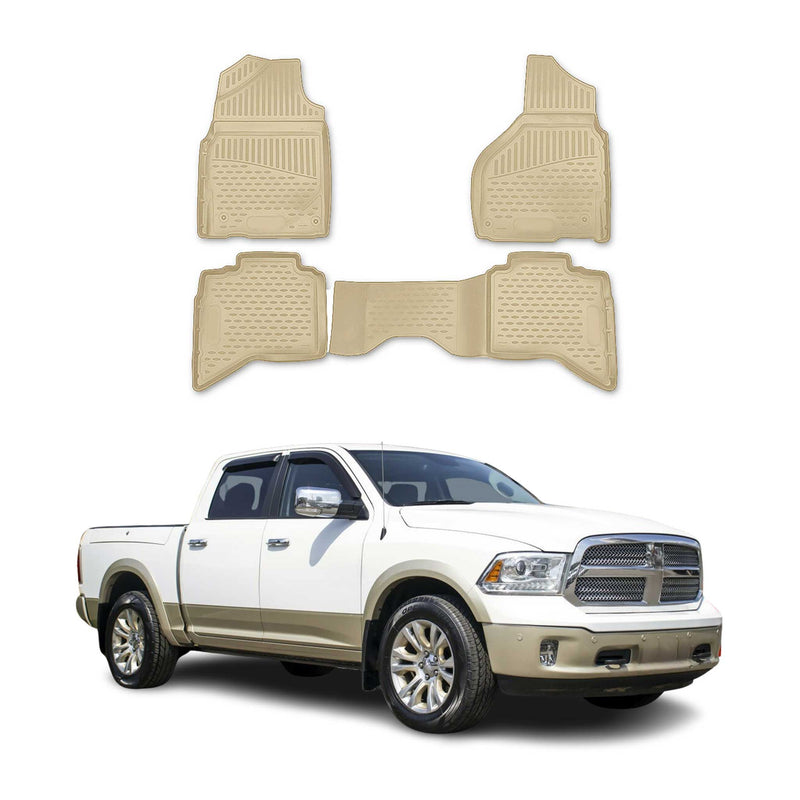 OMAC Gummimatten Fußmatten für Dodge RAM 1500 2500 3500 2012-2018 Quad Cab Beige