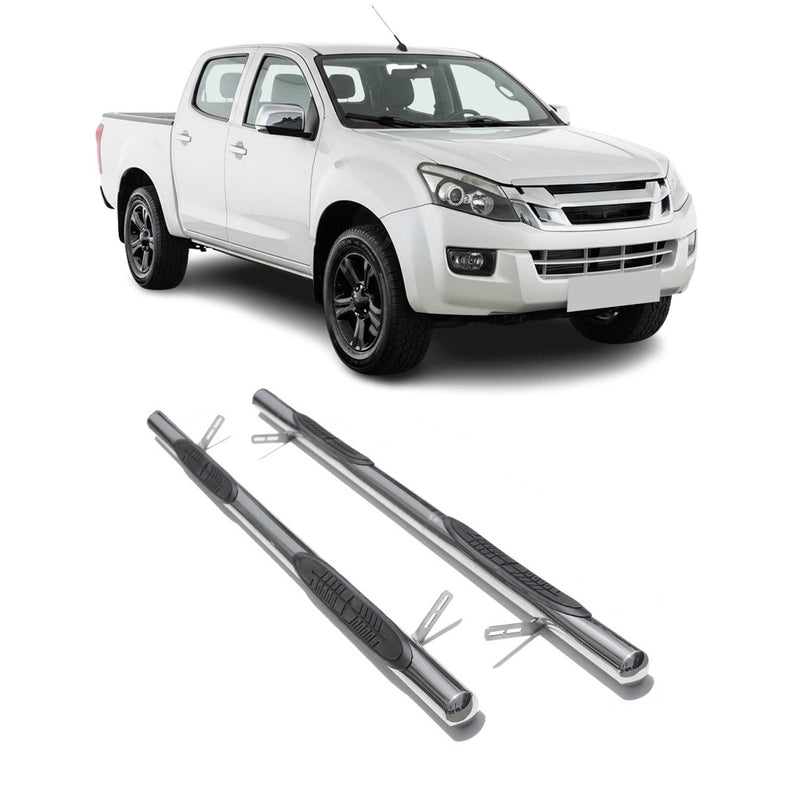 StahlTrittbretter Schwellerrohre für Isuzu D-Max DoubleCab 2012-2025 StahlSilber
