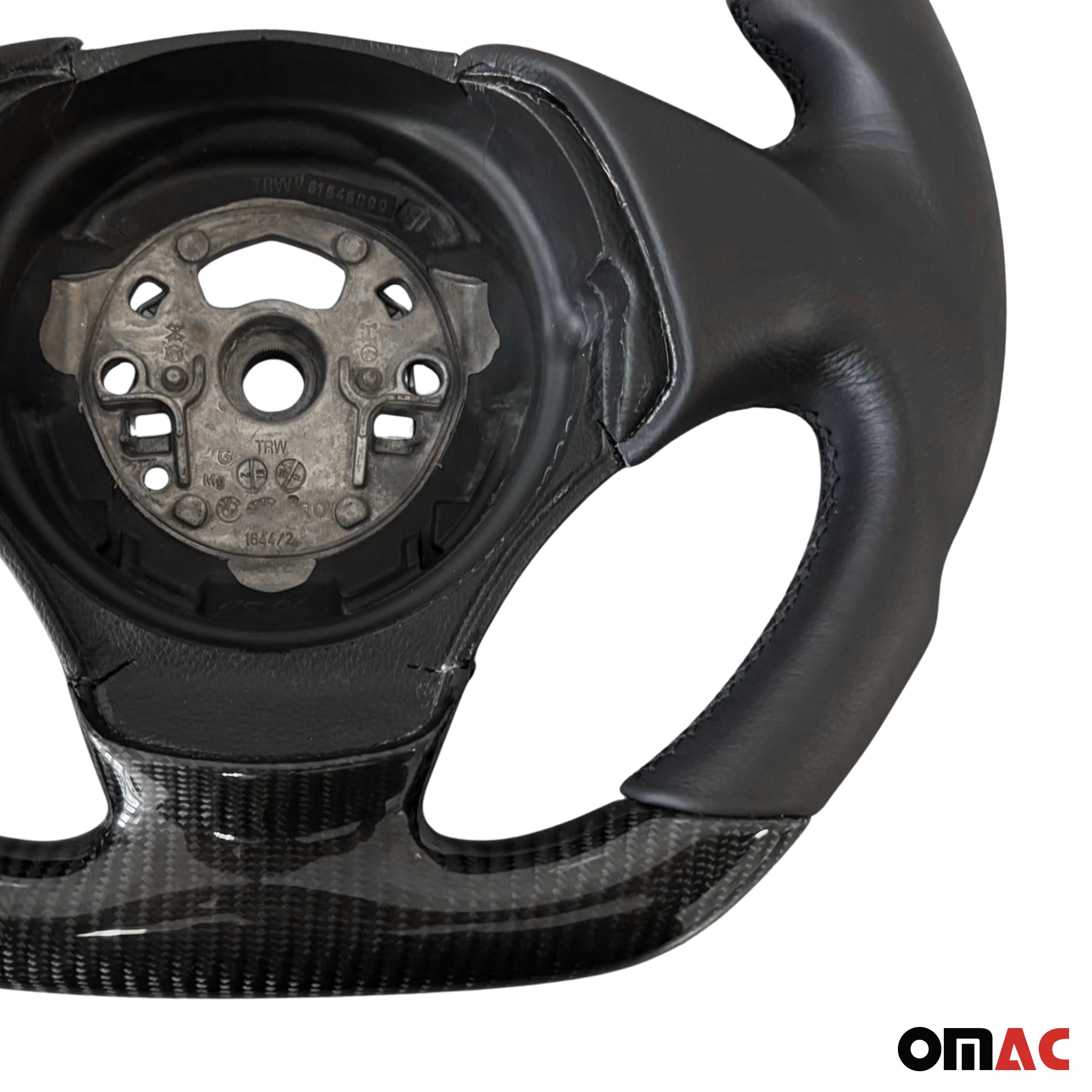 Lenkradbezug für BMW 3er E90 E91 E93 Leder Schwarz-Carbon Echtlederbezug