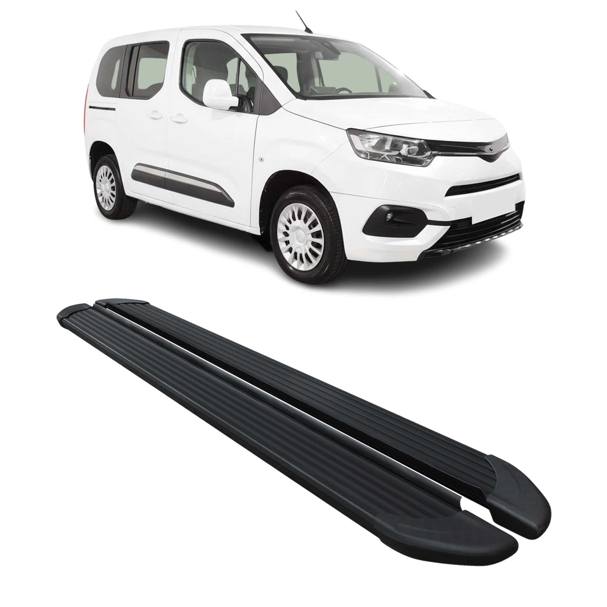 Seitenschweller Trittbretter für Toyota Proace City L1 2019-26 Kombi Alu Schwarz