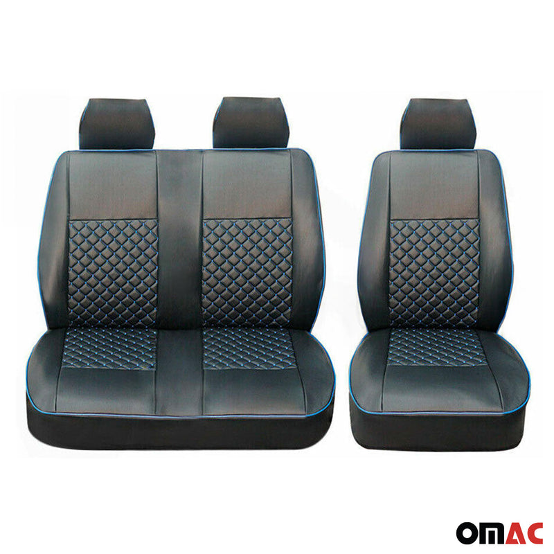 Sitzbezüge Schonbezüge für Mercedes Vito W447 2014-2025 Leder Schwarz Blau 2+1