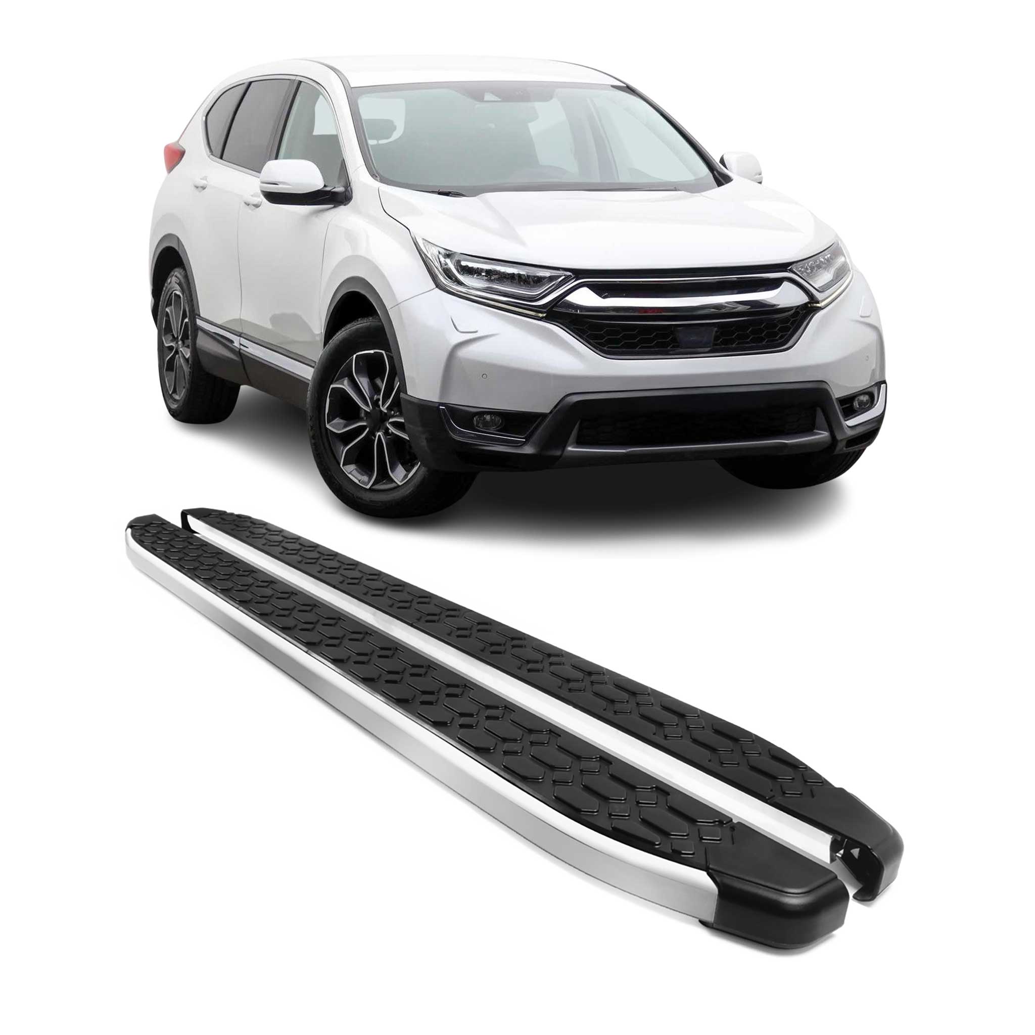 Alu Trittbretter Seitenschweller für Honda CR-V V 2017-2022 Schwarz Silber 2tlg