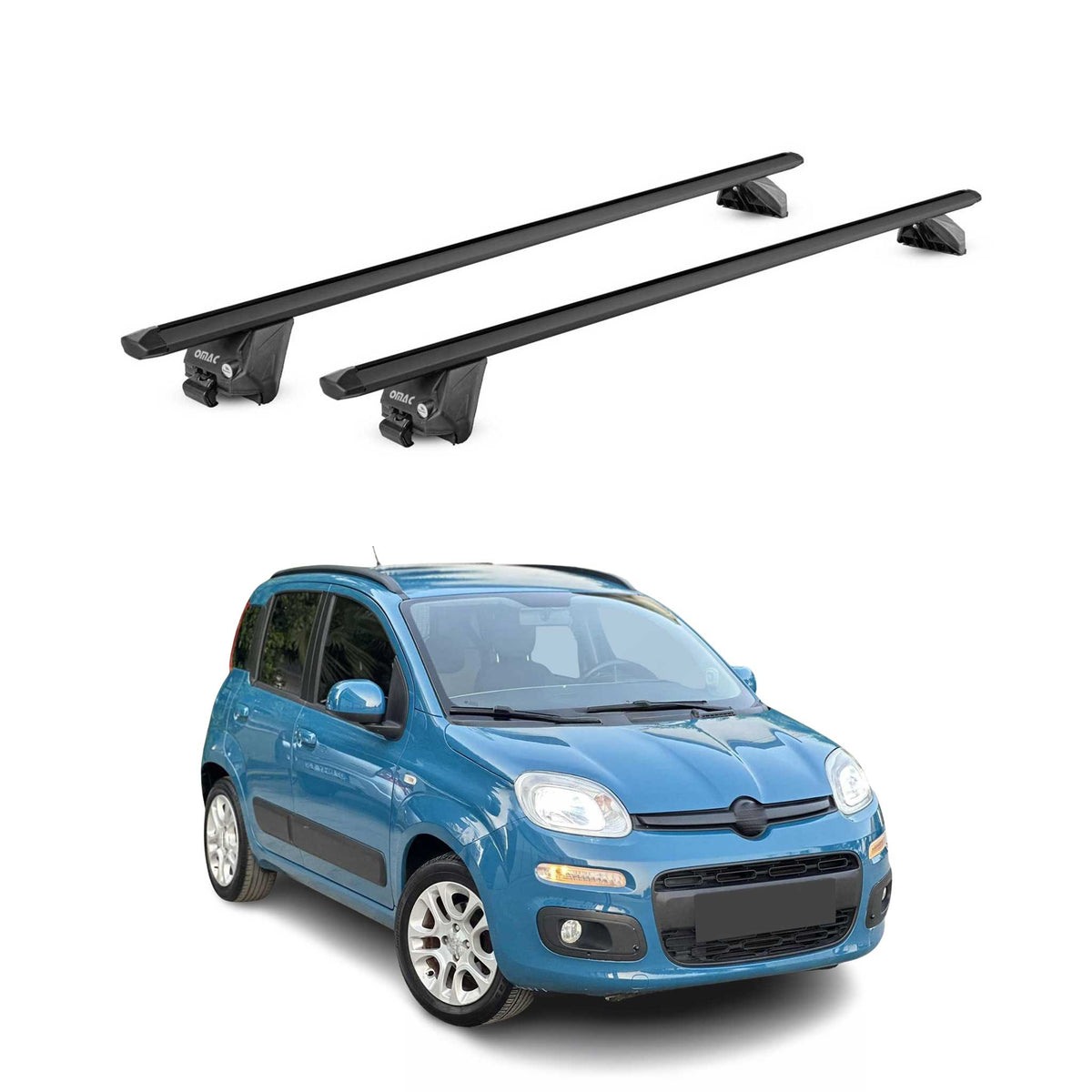 Dachträger Grundtäger für Fiat Panda III 2012-2026 100kg Alu Schwarz 2 tlg ABE