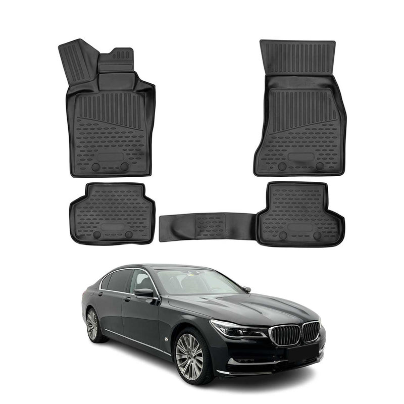 OMAC Gummimatten Fußmatten für BMW 7er G11 G12 2015-2022 Automatten Schwarz 4x
