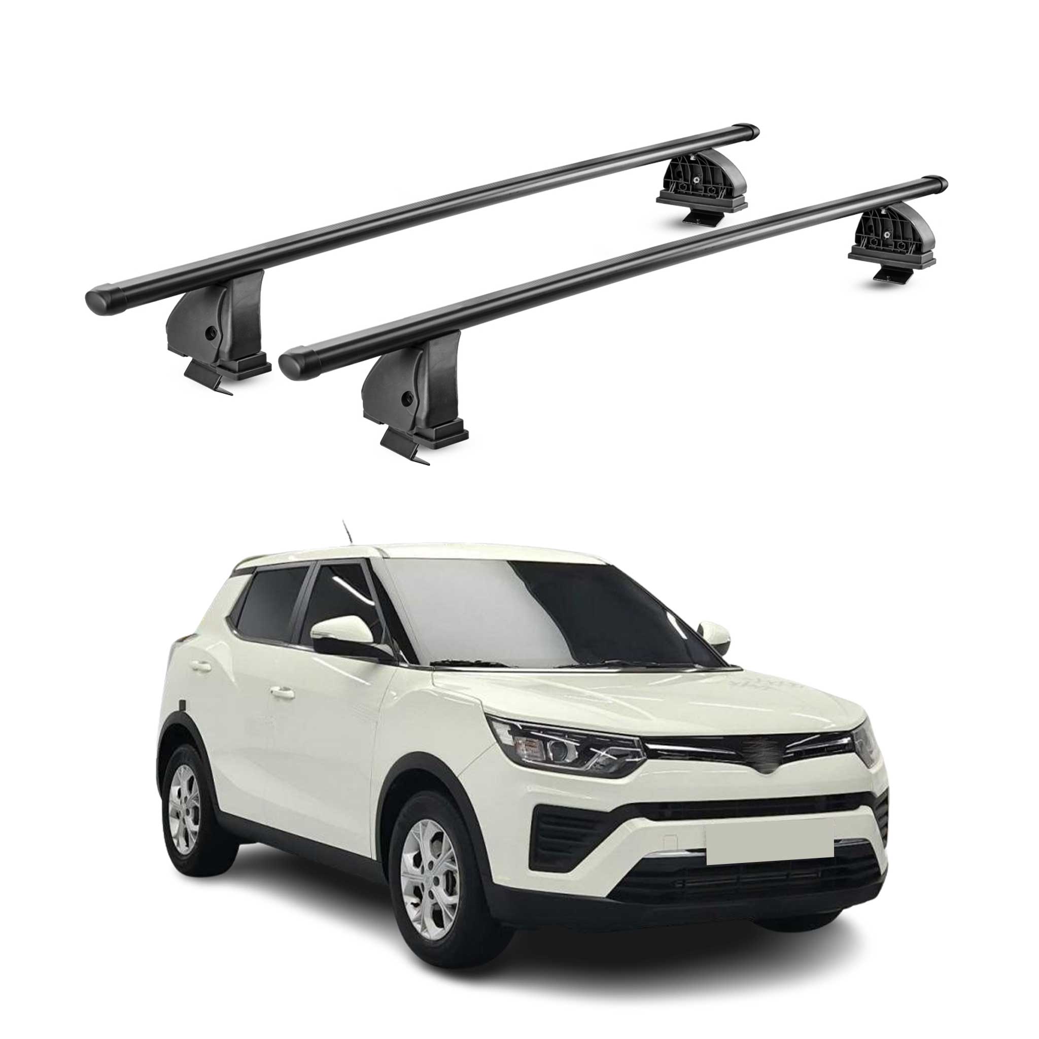 Stahl Dachträger für Ssangyong Tivoli 2015-2023 TÜV Abschließbar 2tlg Schwarz