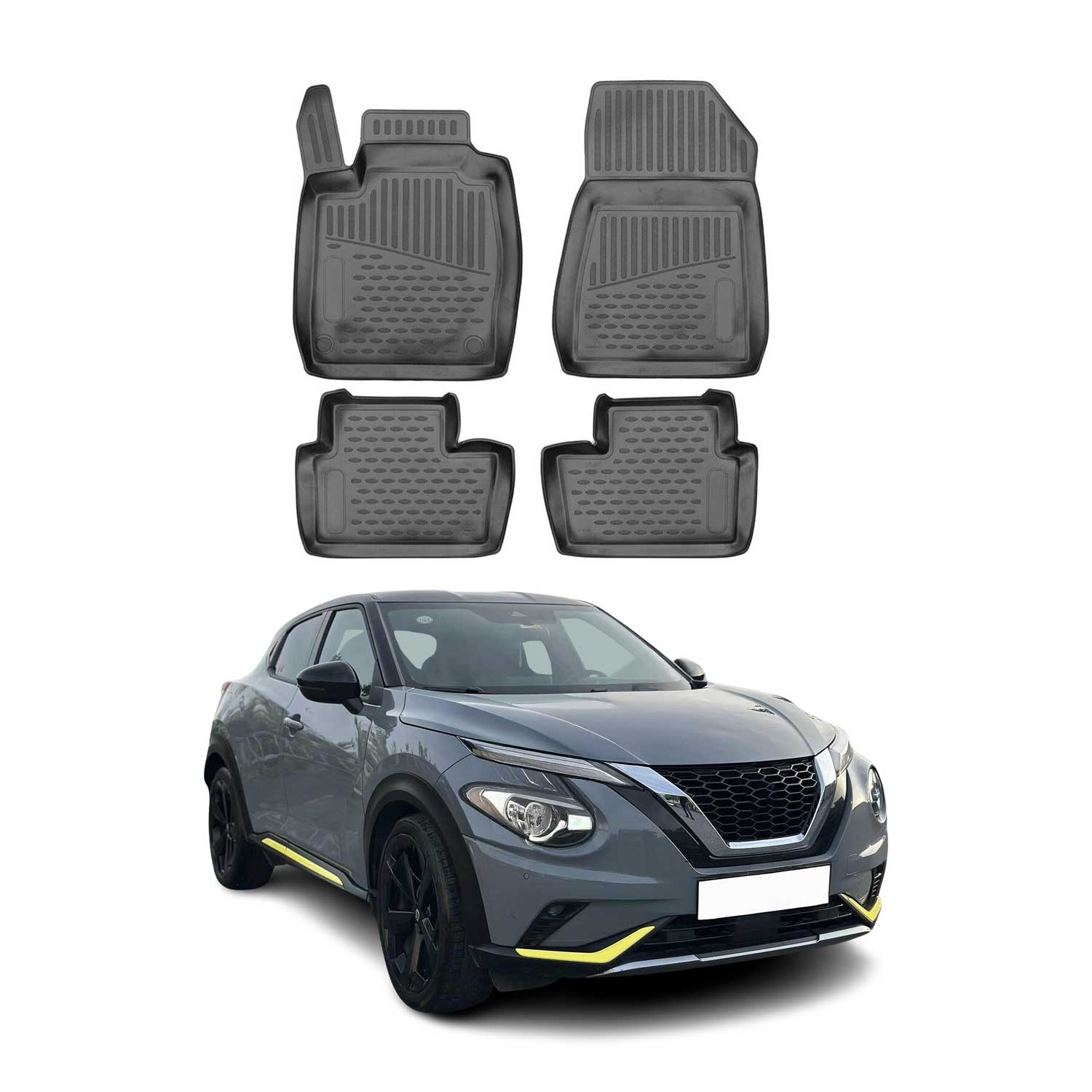 OMAC Gummimatten Fußmatten für Nissan Juke 2019-2024 TPE Automatten Schwarz 4x