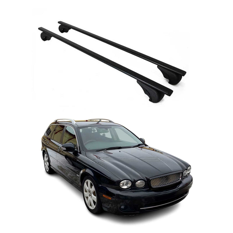 Dachträger Grundtäger für Jaguar X-Type 2002-2009 75kg Metall Schwarz 2 tlg