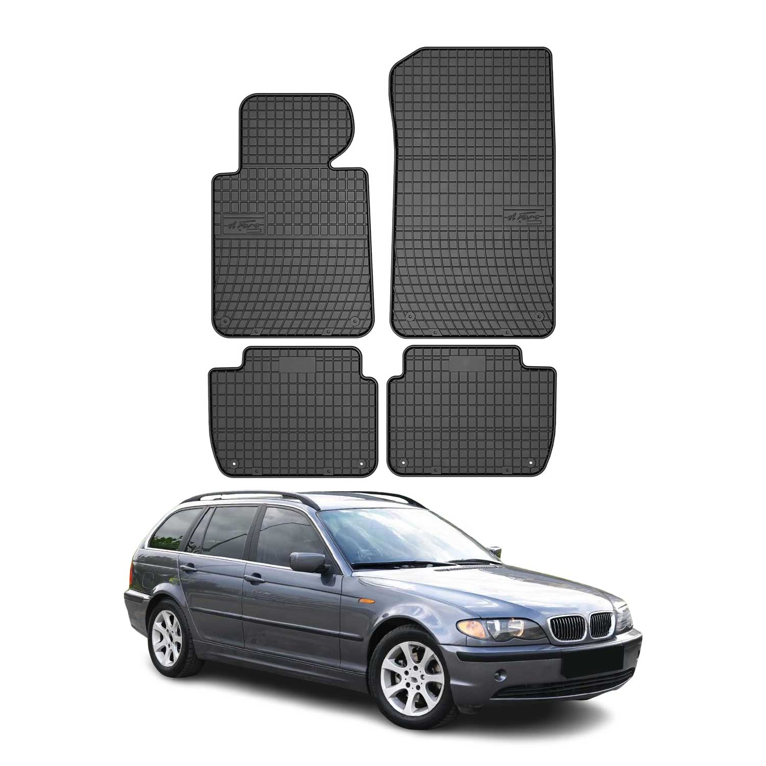 OMAC Gummi Fußmatten für BMW 3er Limo Touring E46 1998-2005 Automatte Schwarz 4x