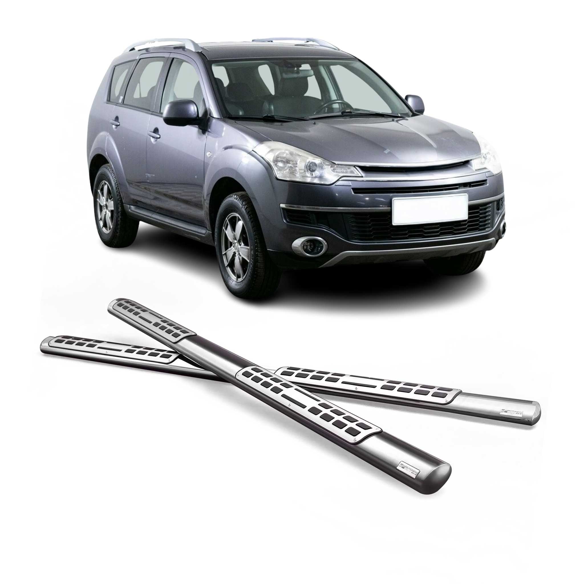 Edelstahl Seitenschweller Schwellerrohre für Citroen C-Crosser 2008-2012 Silber