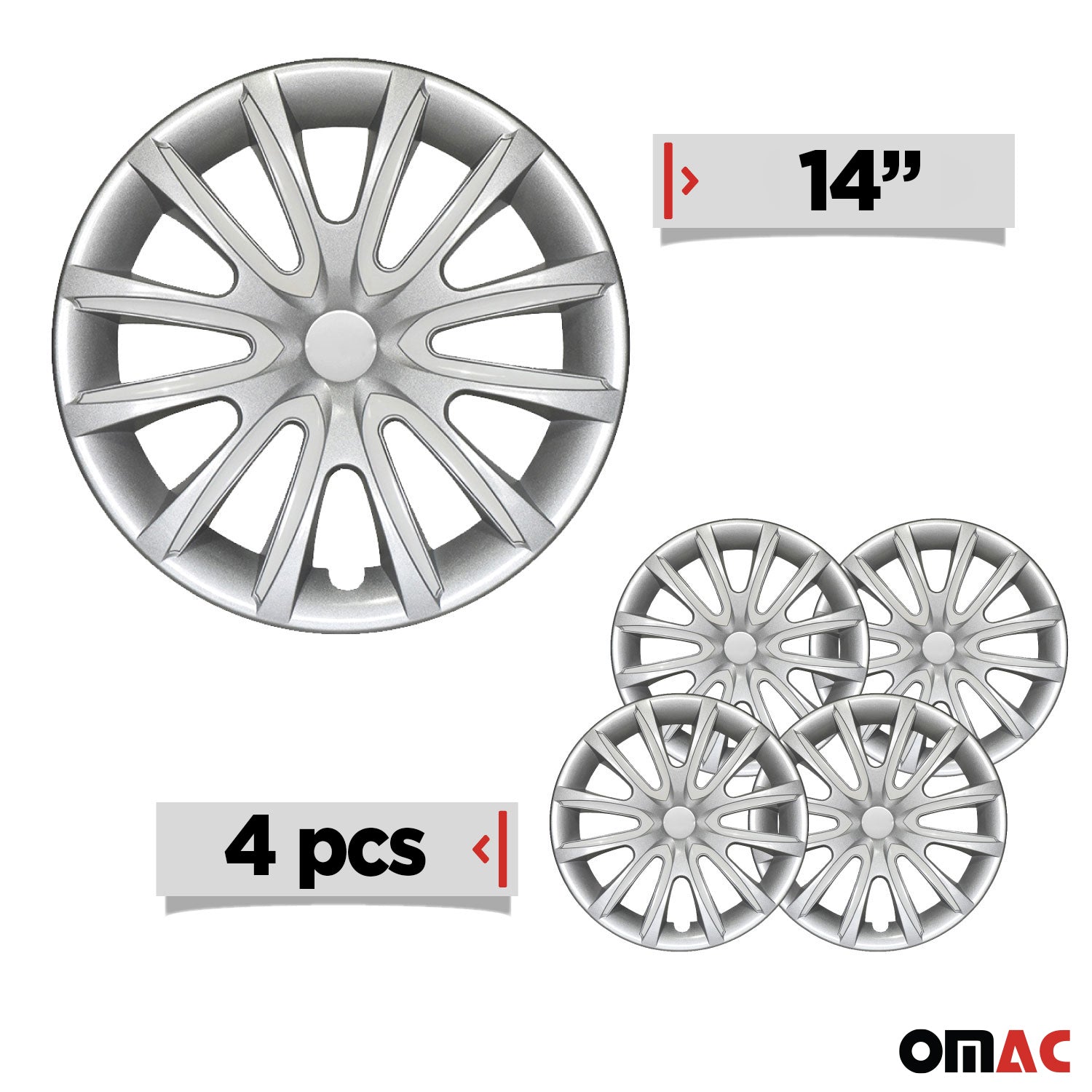 4x Radblenden Radkappen Radzierblenden für 14" Zoll Stahlfelgen Grau weiß