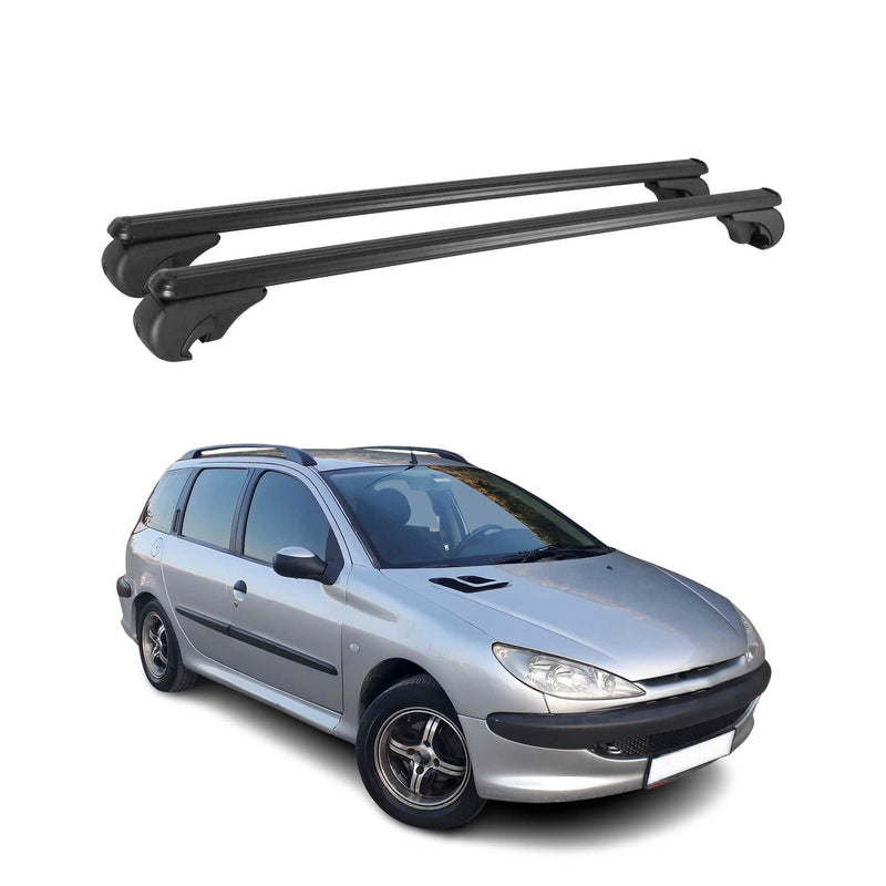 Dachträger für Peugeot 206 SW 2002-2003 Gepäckträger Grundträger Alu Schwarz 2x