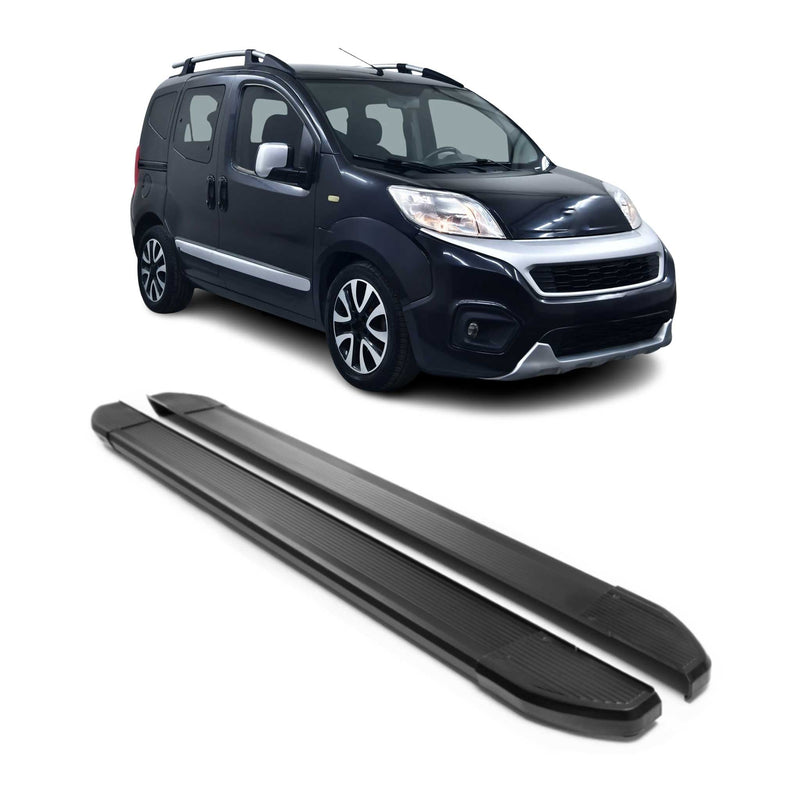 Alu Seitenschweller Trittbretter für Fiat Fiorino 2008-2024 Schwarz 2tlg