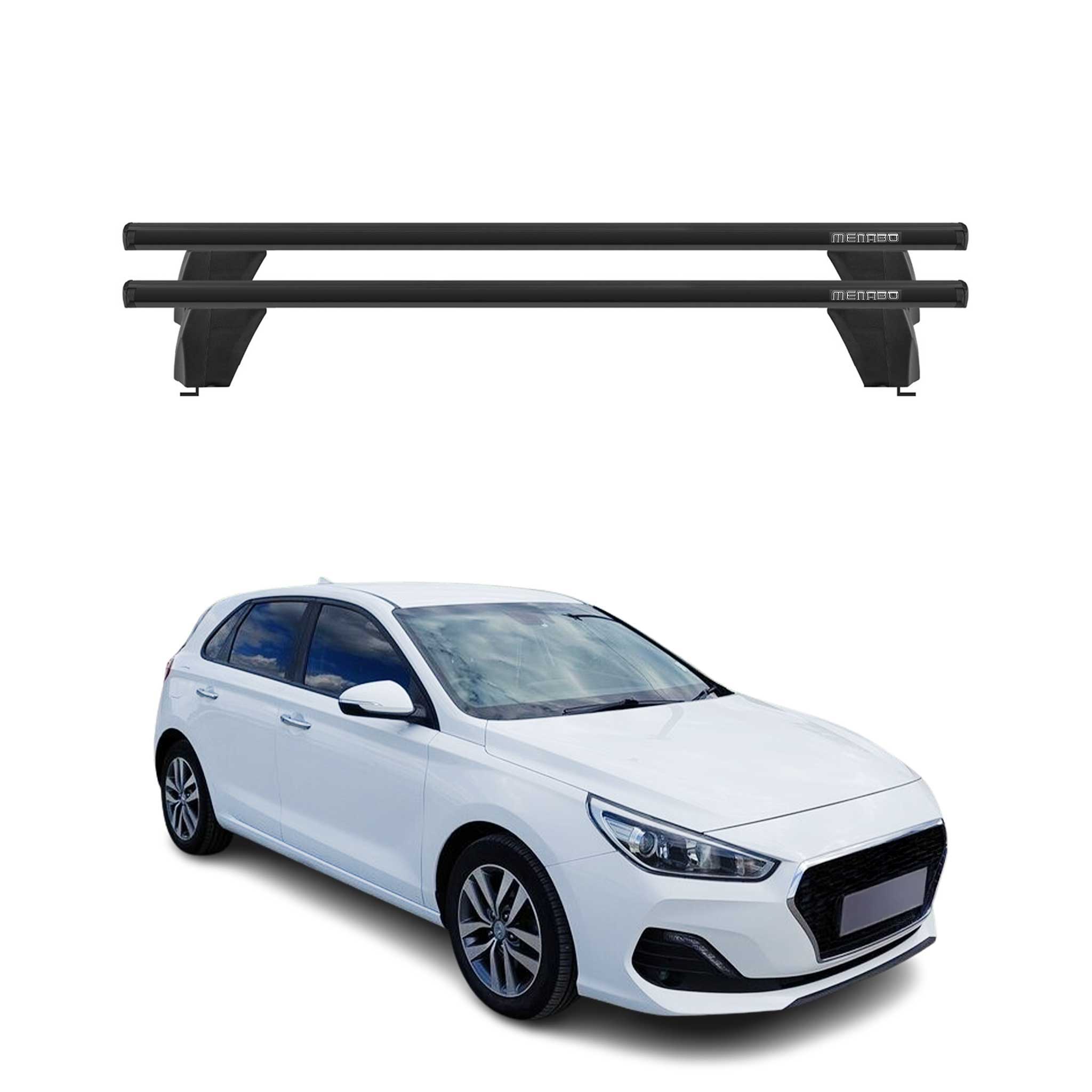 Menabo Dachträger Grundtäger für Hyundai i30 2016-2020 5tür 75kg Alu Schwarz 2x