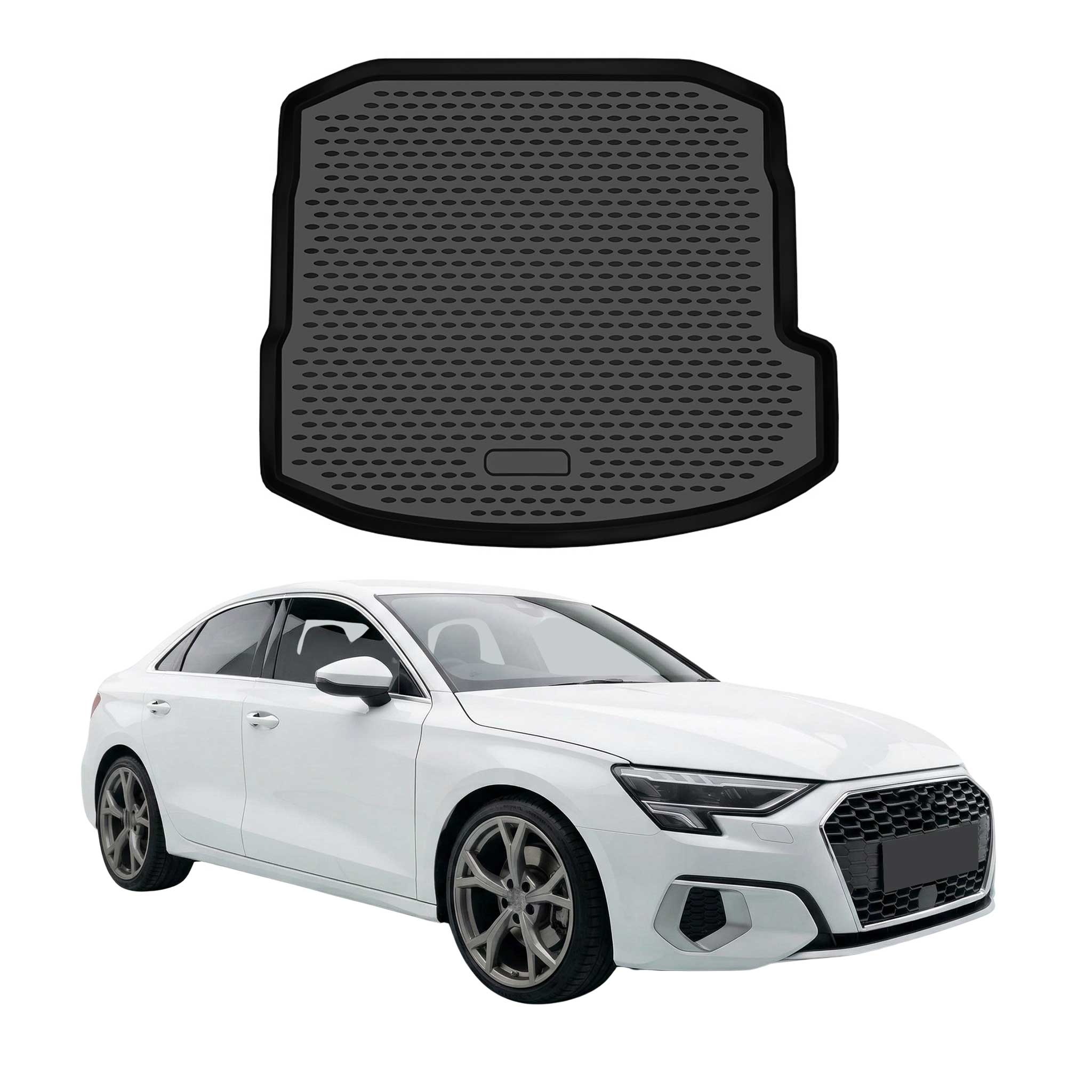 Kofferraummatte Laderaumwanne für Audi A3 8Y mk4 Limo 2020-2026 TPE Schwarz 1tlg