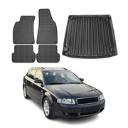 Fußmatten & Kofferraumwanne Set für Audi A4 Avant B6 8E5 2001-2004 Gummi 5x
