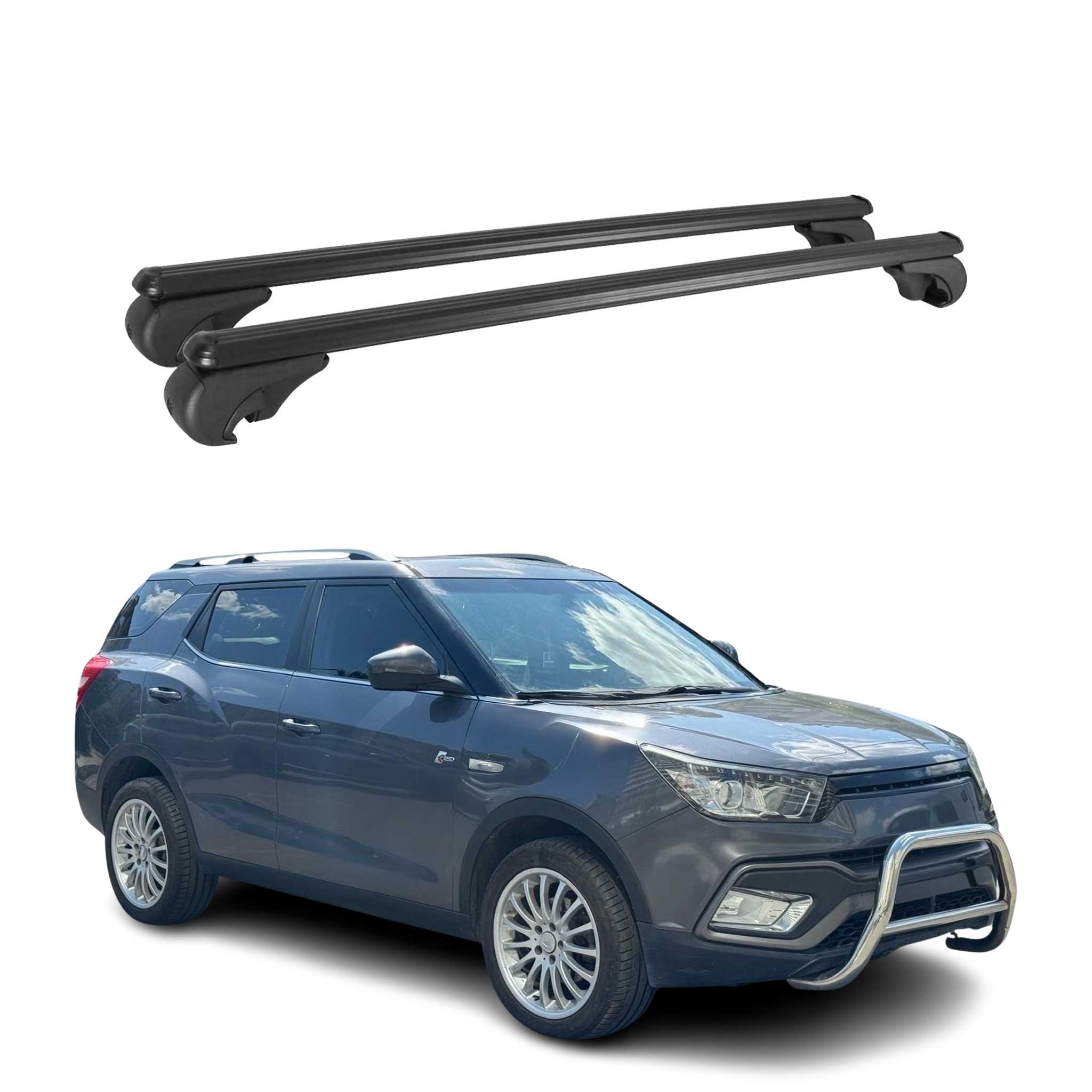 Dachträger für Ssangyong XLV 2016-2021 Gepäckträger Grundträger Alu Schwarz 2x