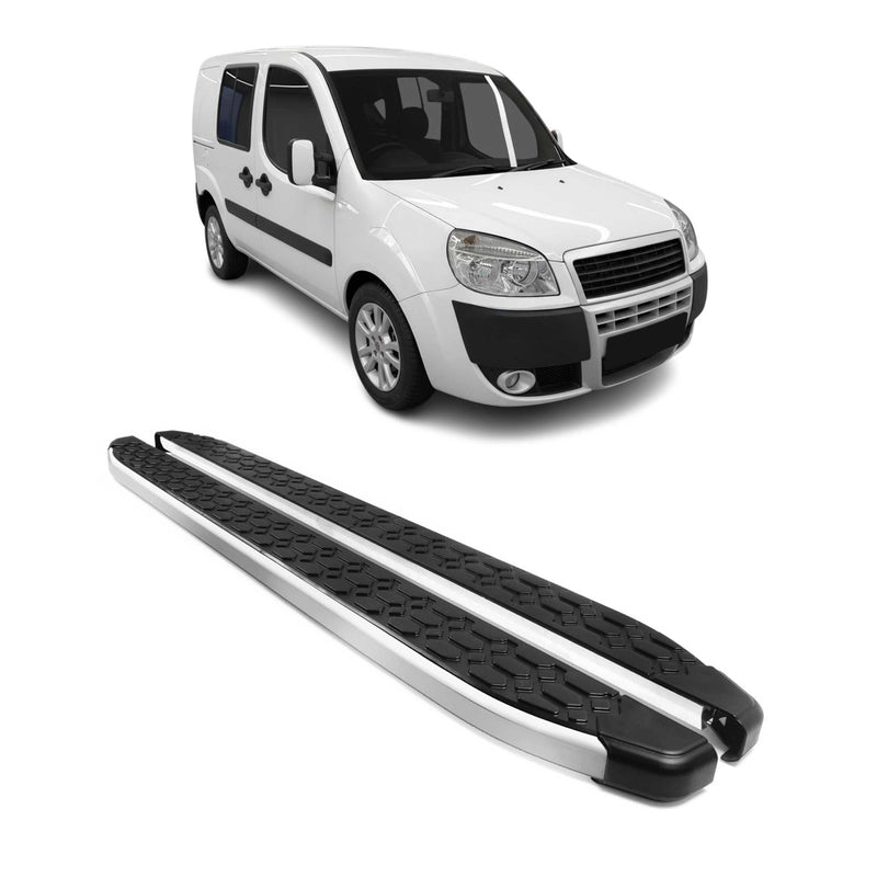 Alu Trittbretter Seitenschweller für Fiat Doblo L1 2000-2010 Schwarz Silber 2x
