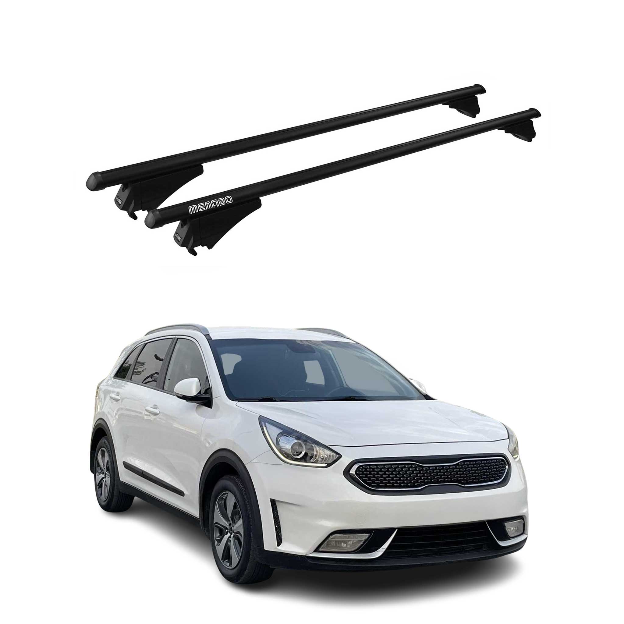Menabo Dachträger Grundtäger für Kia Niro I 2017-2022 75kg Aluminium Schwarz 2x