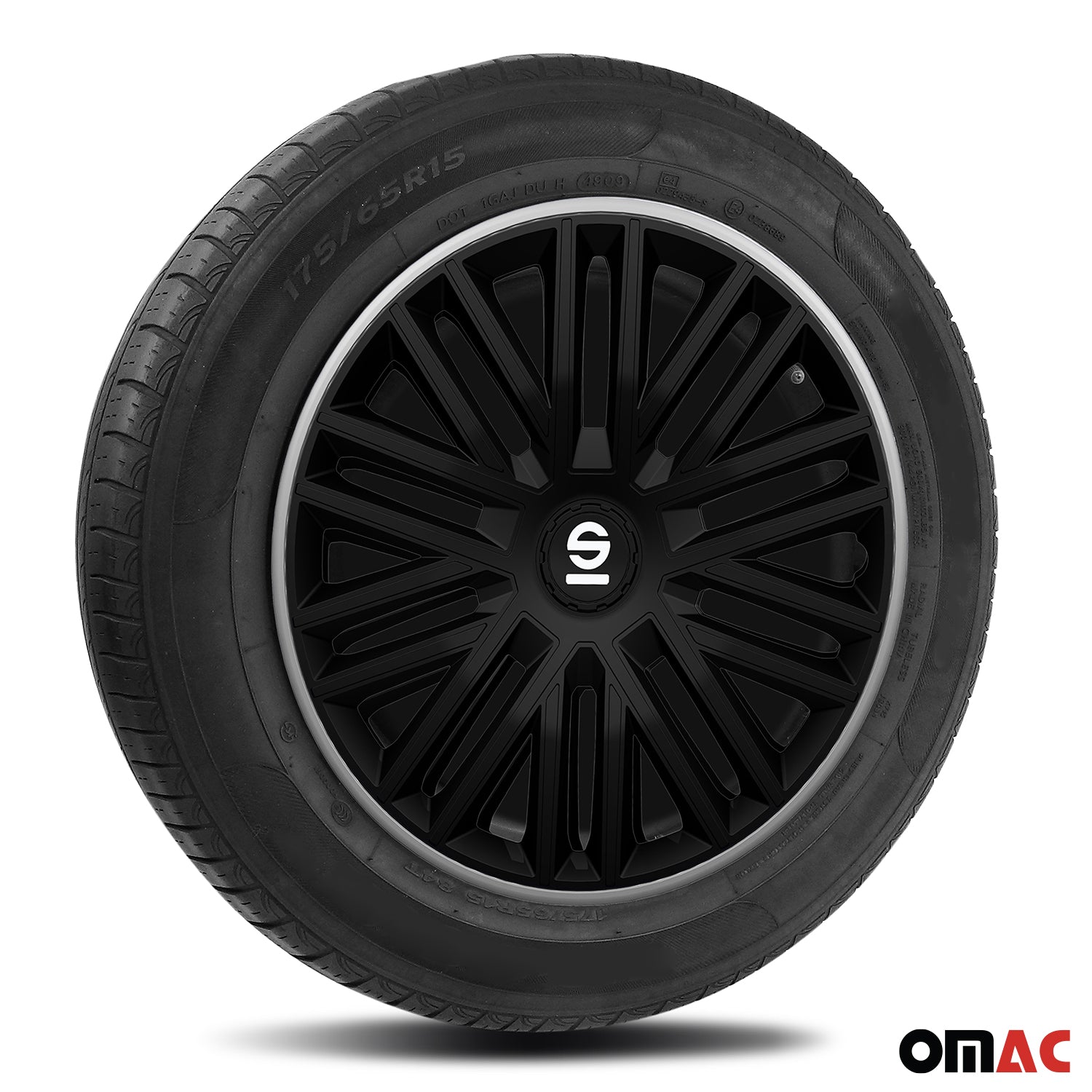 Radkappen Radzierblenden Sparco Bergamo 15" Zoll Abdeckung Set Schwarz Grau 4x
