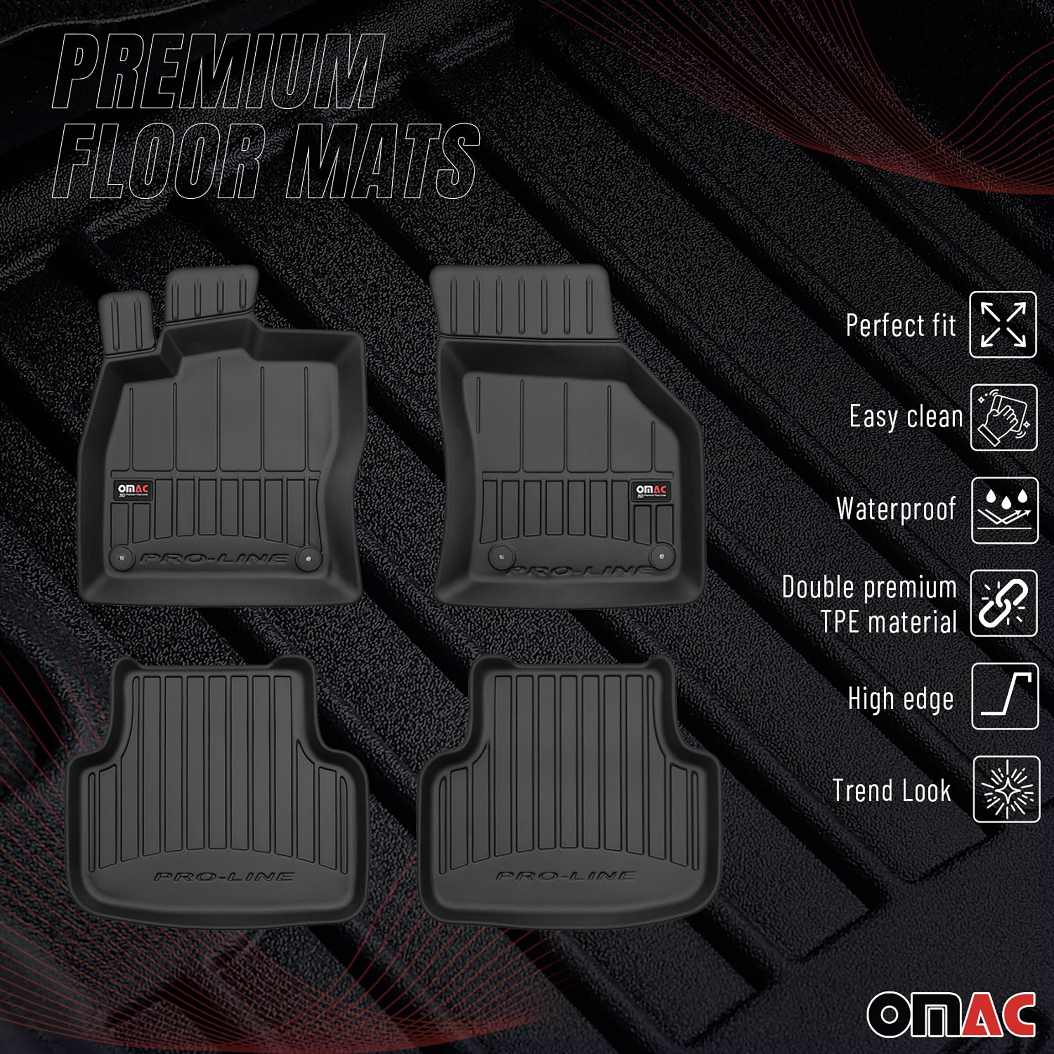 OMAC Gummi Fußmatten für Skoda Octavia 2013-2019 Premium TPE Automatten 4tlg