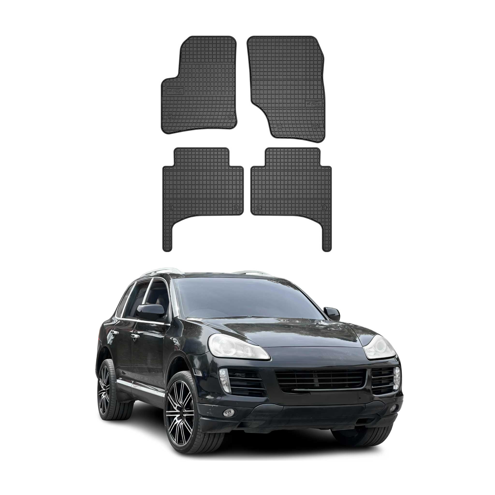 OMAC Gummi Fußmatten für Porsche Cayenne 2002-2007 Automatten TPE Schwarz 4x