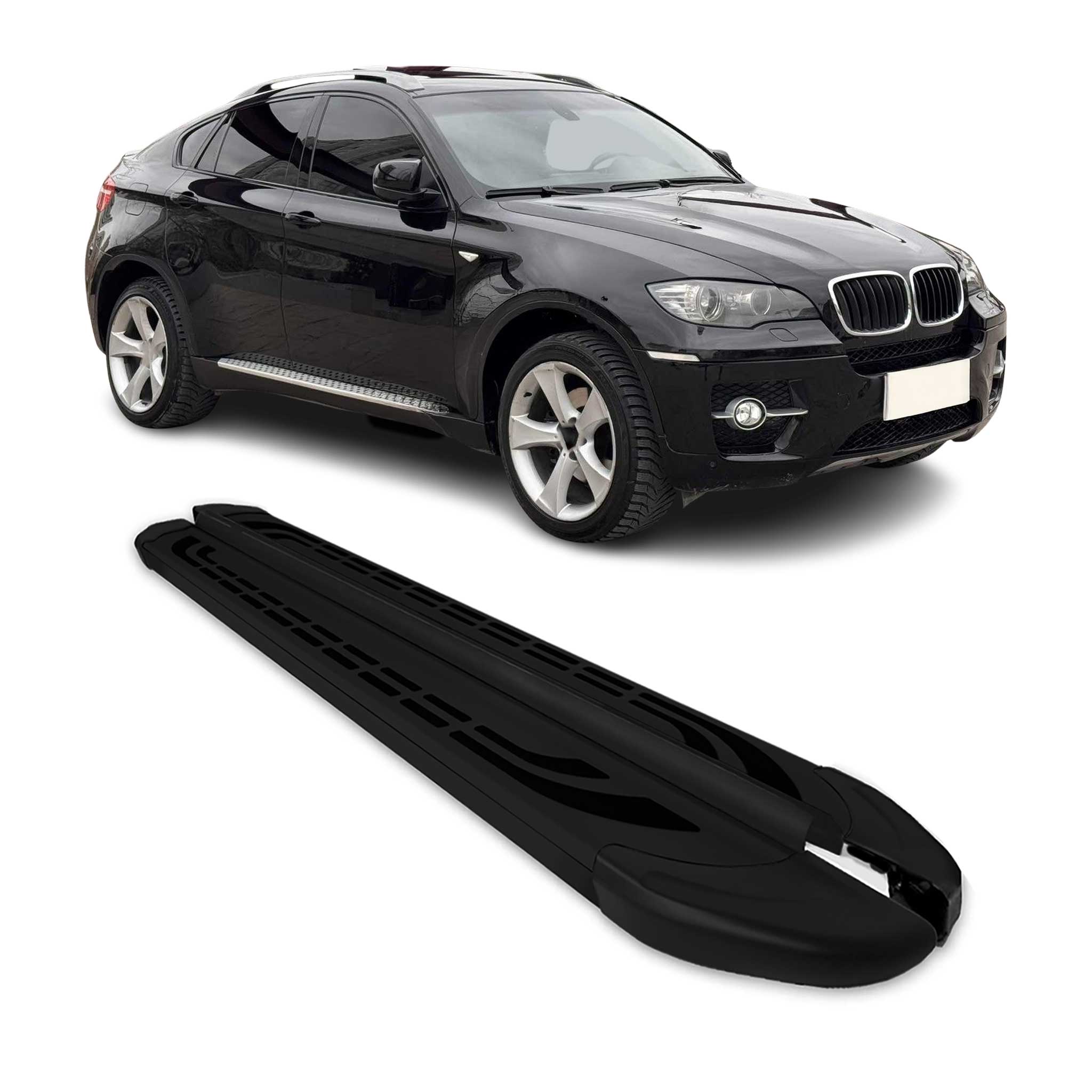 Trittbretter Seitenschweller für BMW X6 2008-2014 Schwarz Aluminium 2 tlg