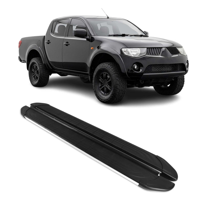 Trittbretter Seitenschutz für Mitsubishi L200 DoubleCab Triton 2005-14 Schwarz