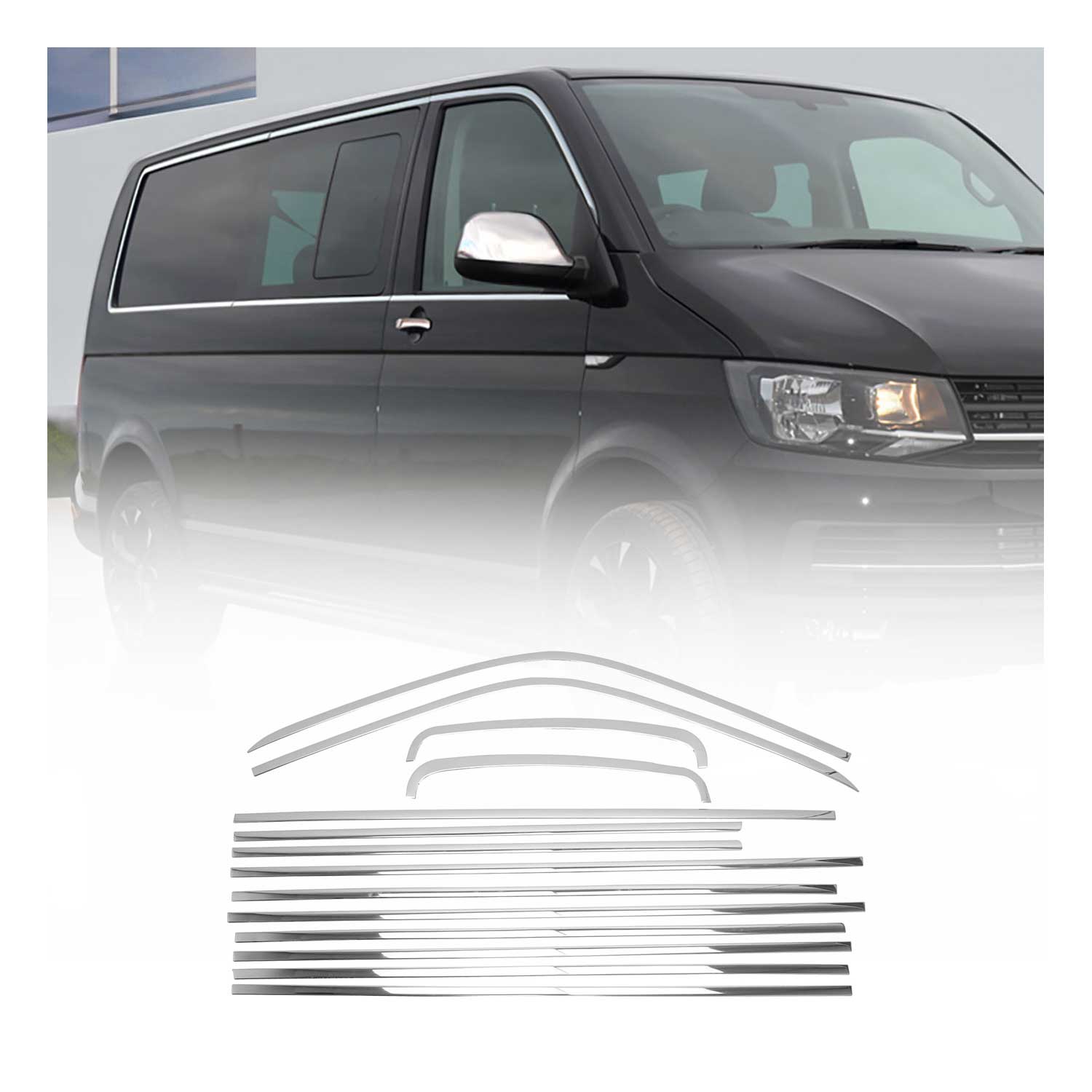 Fensterleisten Zierleisten für VW T6 T6.1 Transporter 2015-24 Einzelschibetür L2