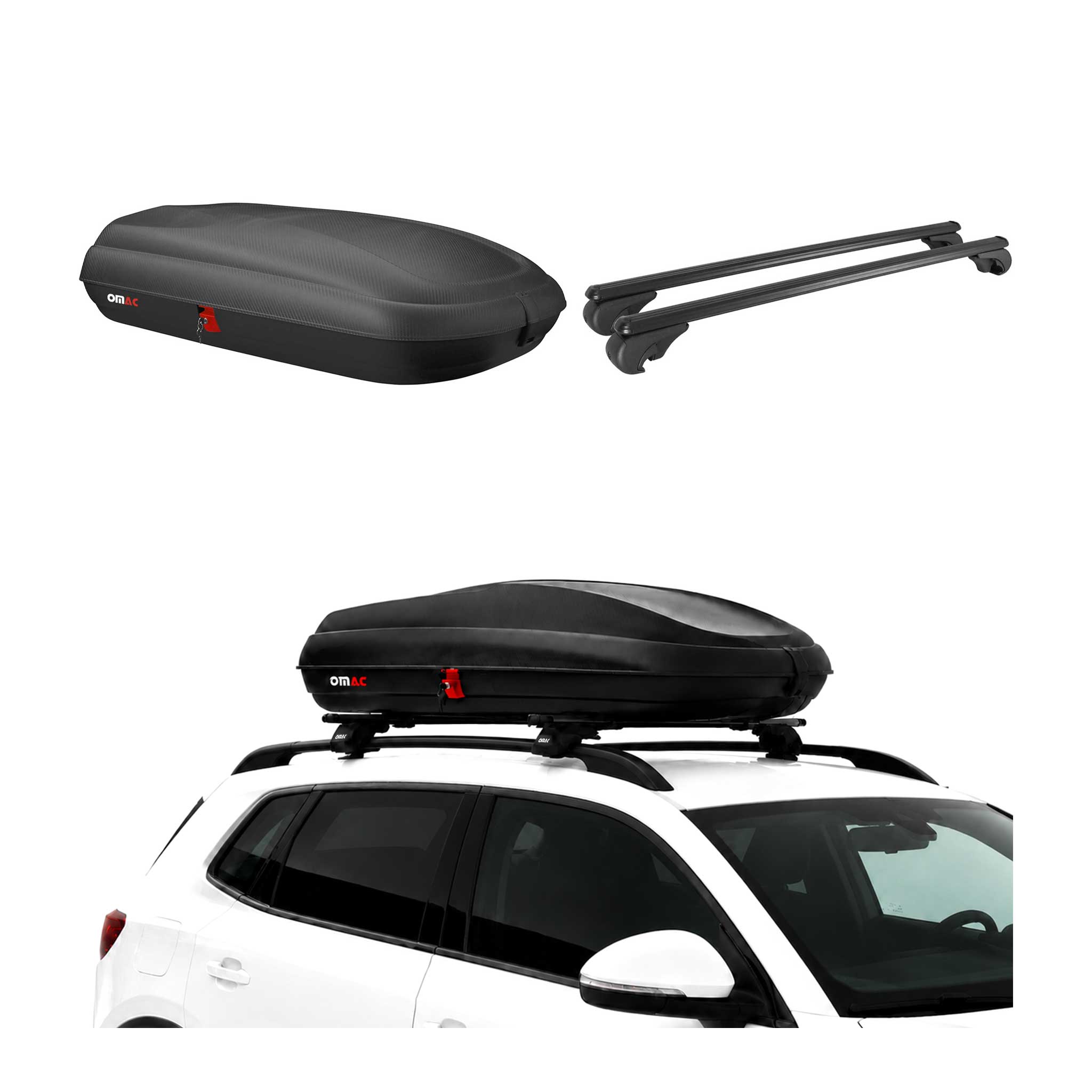 Carbonlook Dachbox 320L + Alu Dachträger Seat Ateca 2016-2026 Schwarz