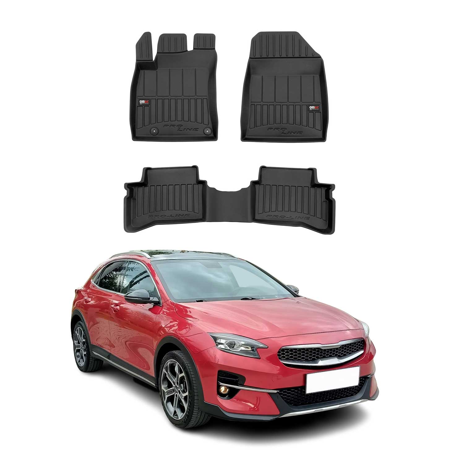 OMAC Gummi Fußmatten für Kia XCeed PHEV 2019-2026 Premium Gummi Schwarz 3tlg