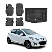 OMAC Fußmatten & Kofferraumwanne Set für Mazda 2 2015-2026 Gummi TPE Schwarz 5x