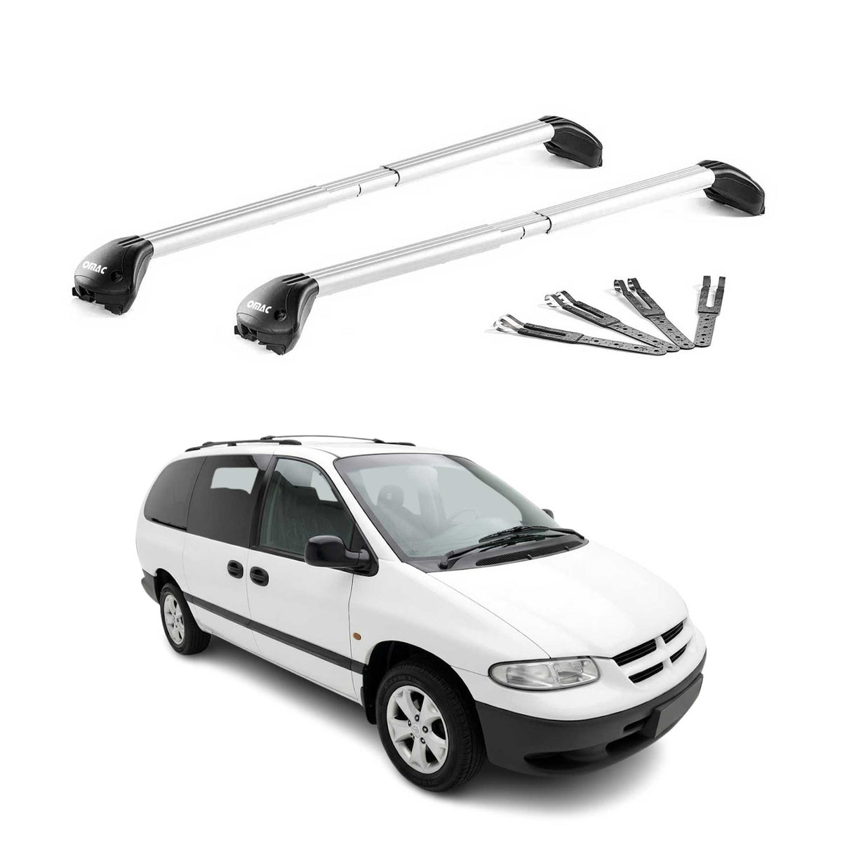 Dachträger für Chrysler Grand Voyager 1995-2007 100kg Aluminium Silber 2x ABE