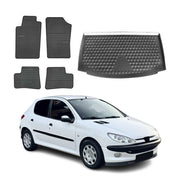 Fußmatten & Kofferraumwanne Set für Peugeot 206 Schrägheck 1999-2007 Gummi 5x