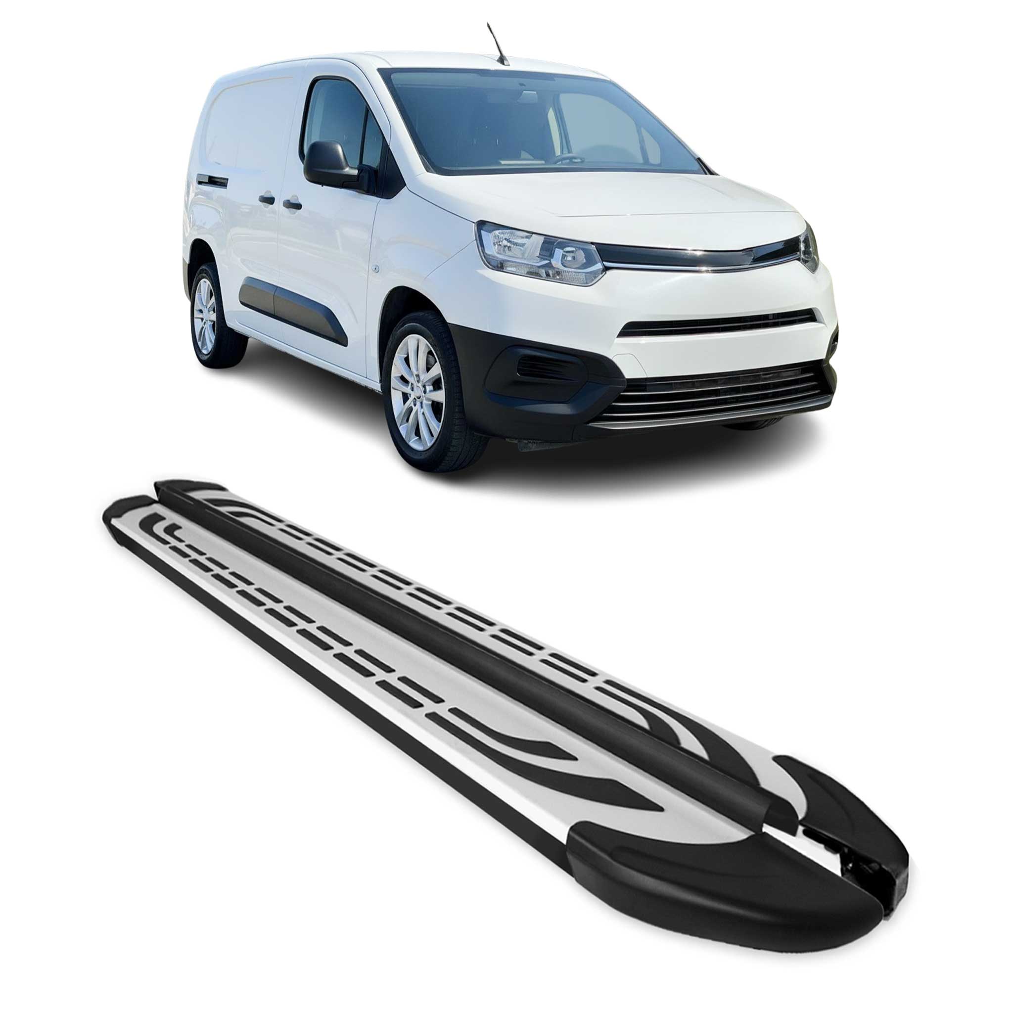 Trittbretter Seitenschweller für Toyota Proace City 2019-26 Van L2 Grau Schwarz