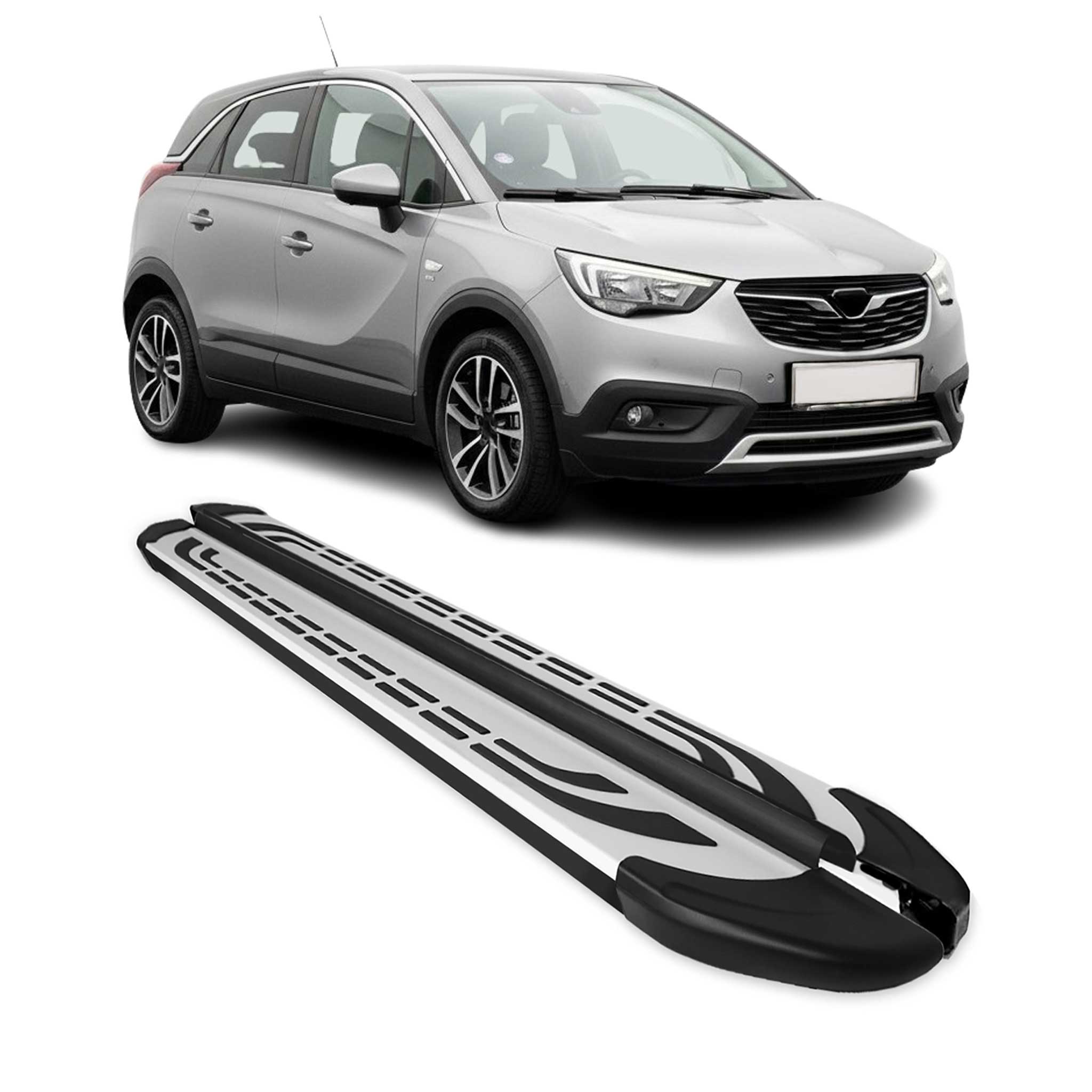 Trittbretter Schweller Seitenbretter für Opel Crossland X 2017-2024 Schwarz Alu